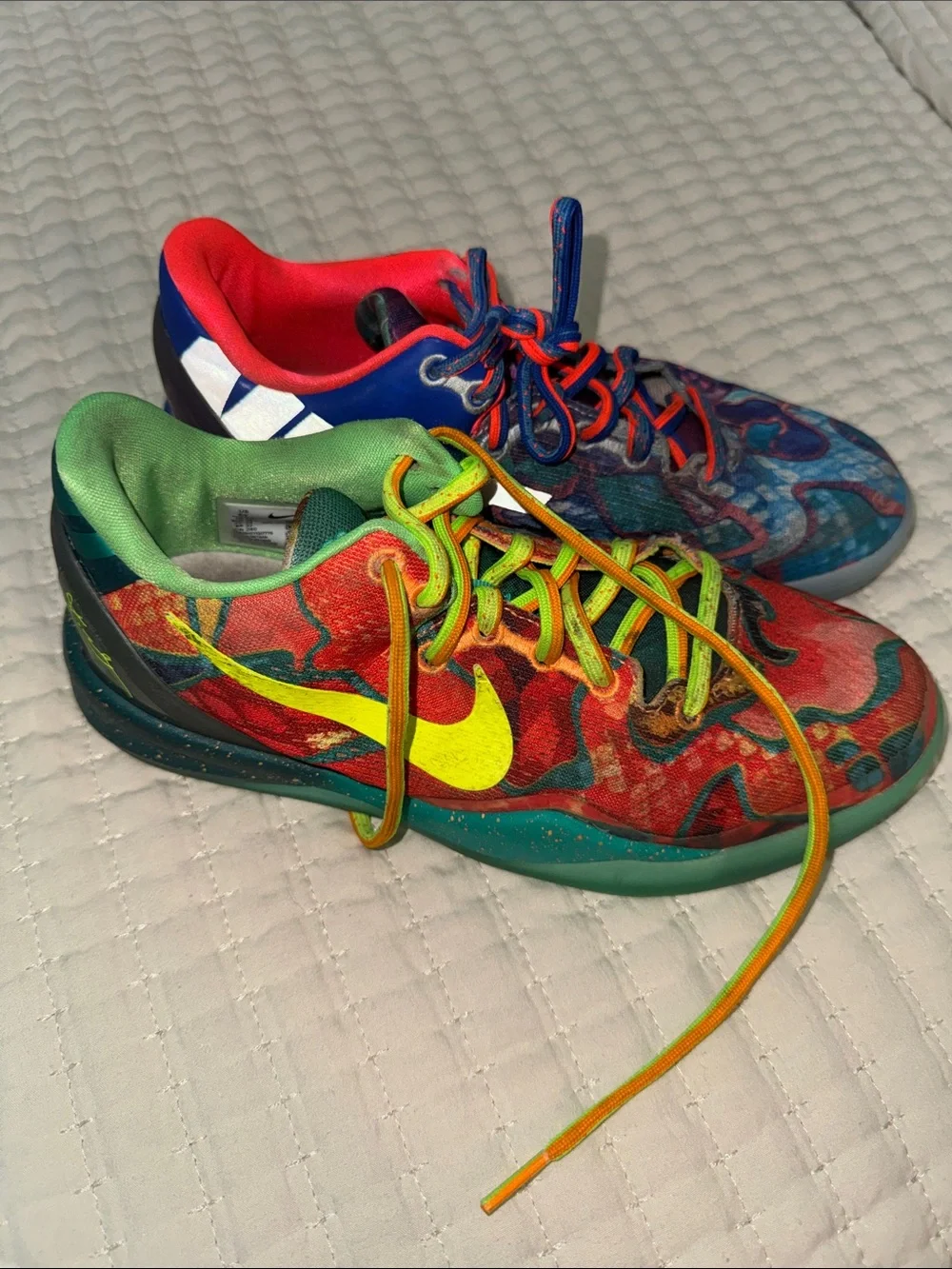 Nike Kids Multicolor Athletic Sneakers with Neon Pink and Yellow Swooshes